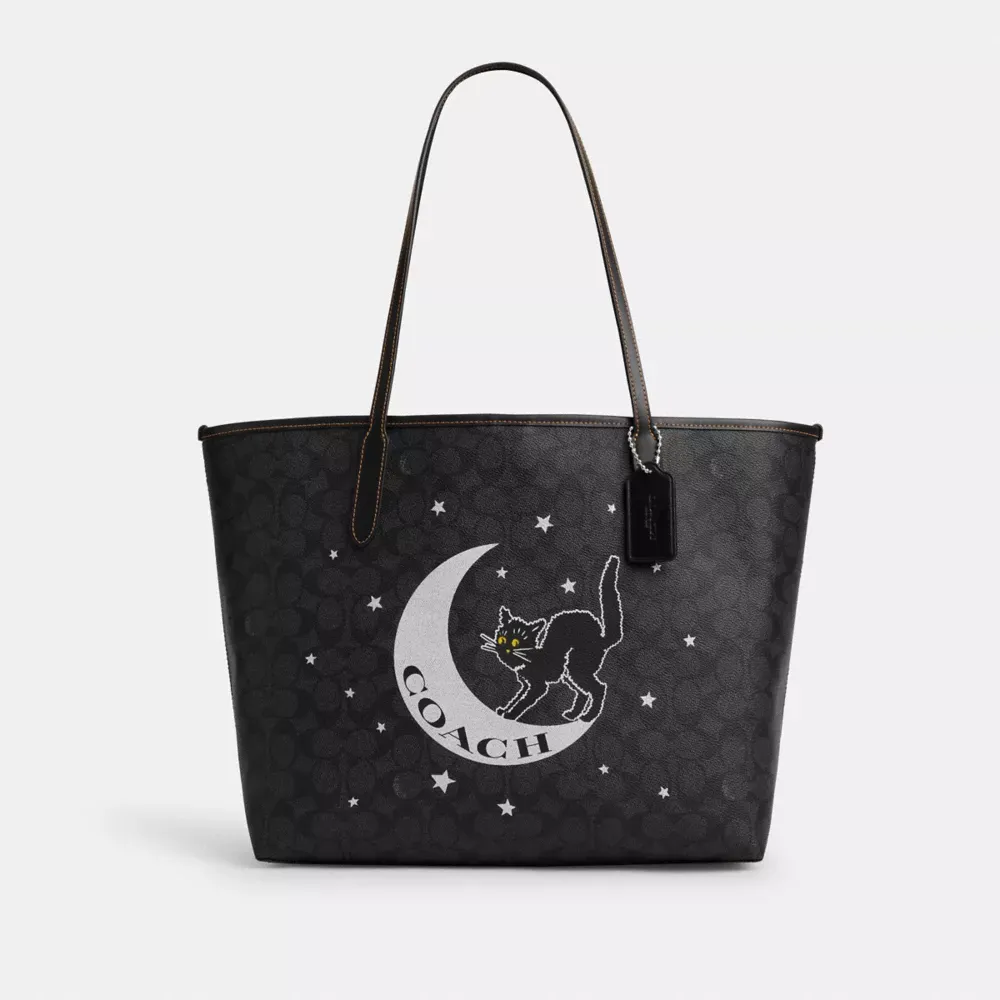 City Tote In Signature Canvas With Halloween Graphic