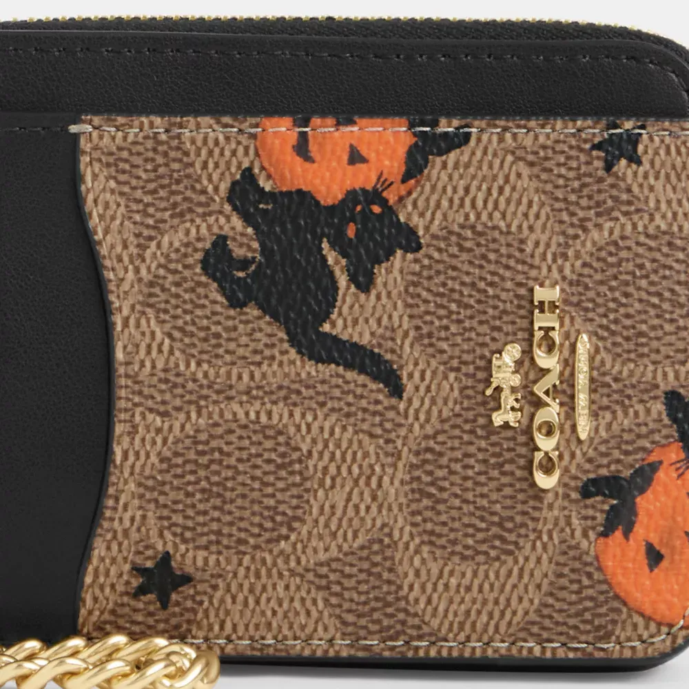 Zip Card Case In Signature Canvas With Halloween Print