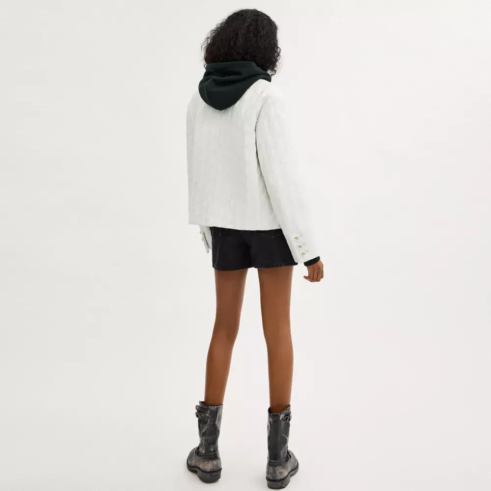 Quilted Leather Cardigan Jacket