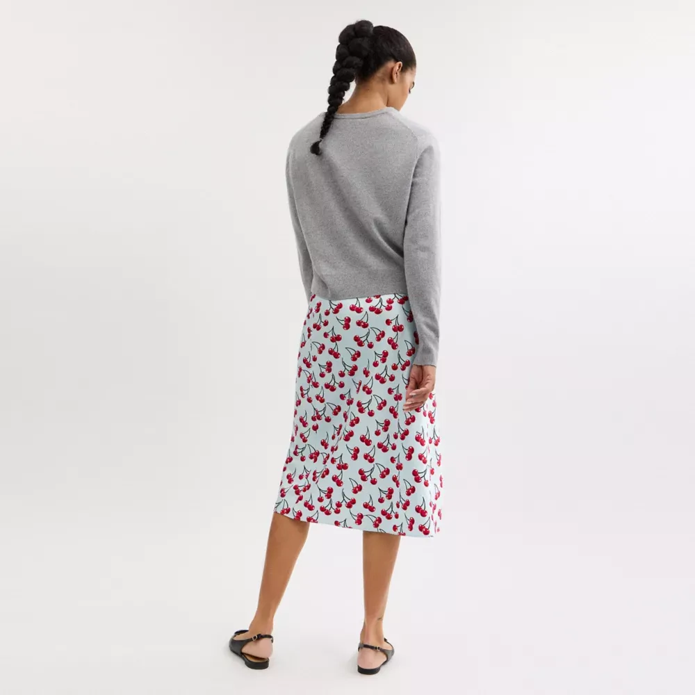 Cherry Print Midi Skirt