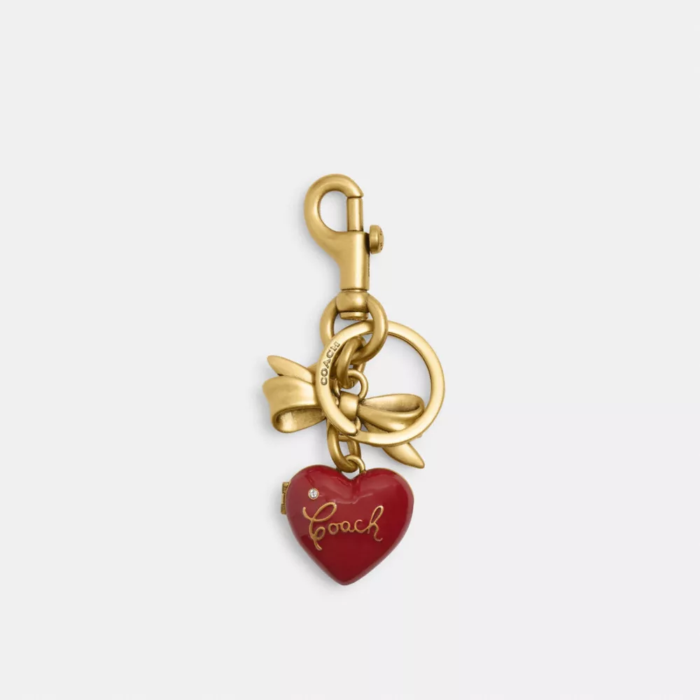 Bow Heart Locket Bag Charm