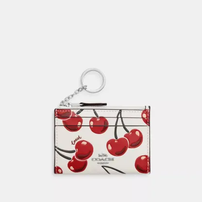Mini Skinny Id Case With Cherry Print