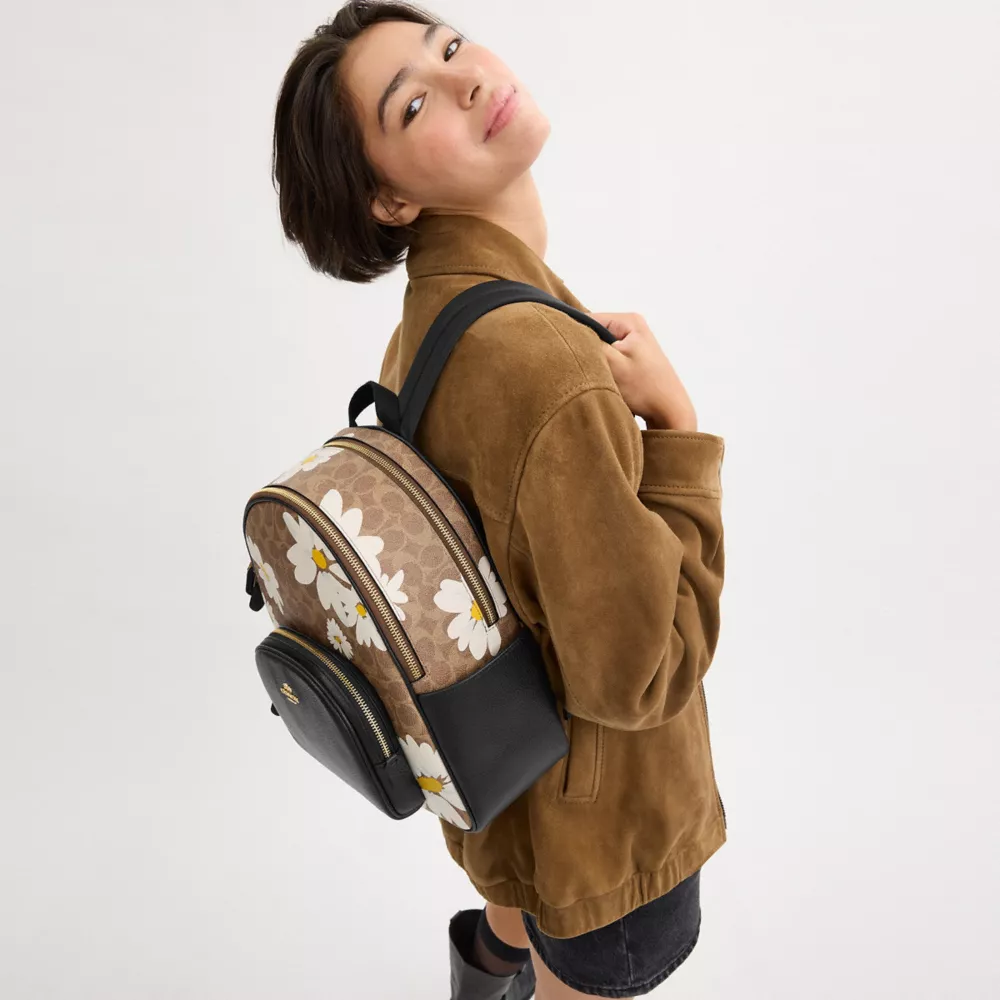 Court Backpack In Signature Canvas With Floral Print