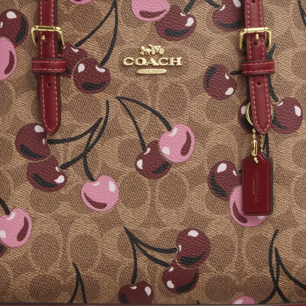 Mollie Tote Bag 25 In Signature Canvas With Cherry Print