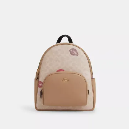 Court Backpack In Signature Canvas With Lips Print