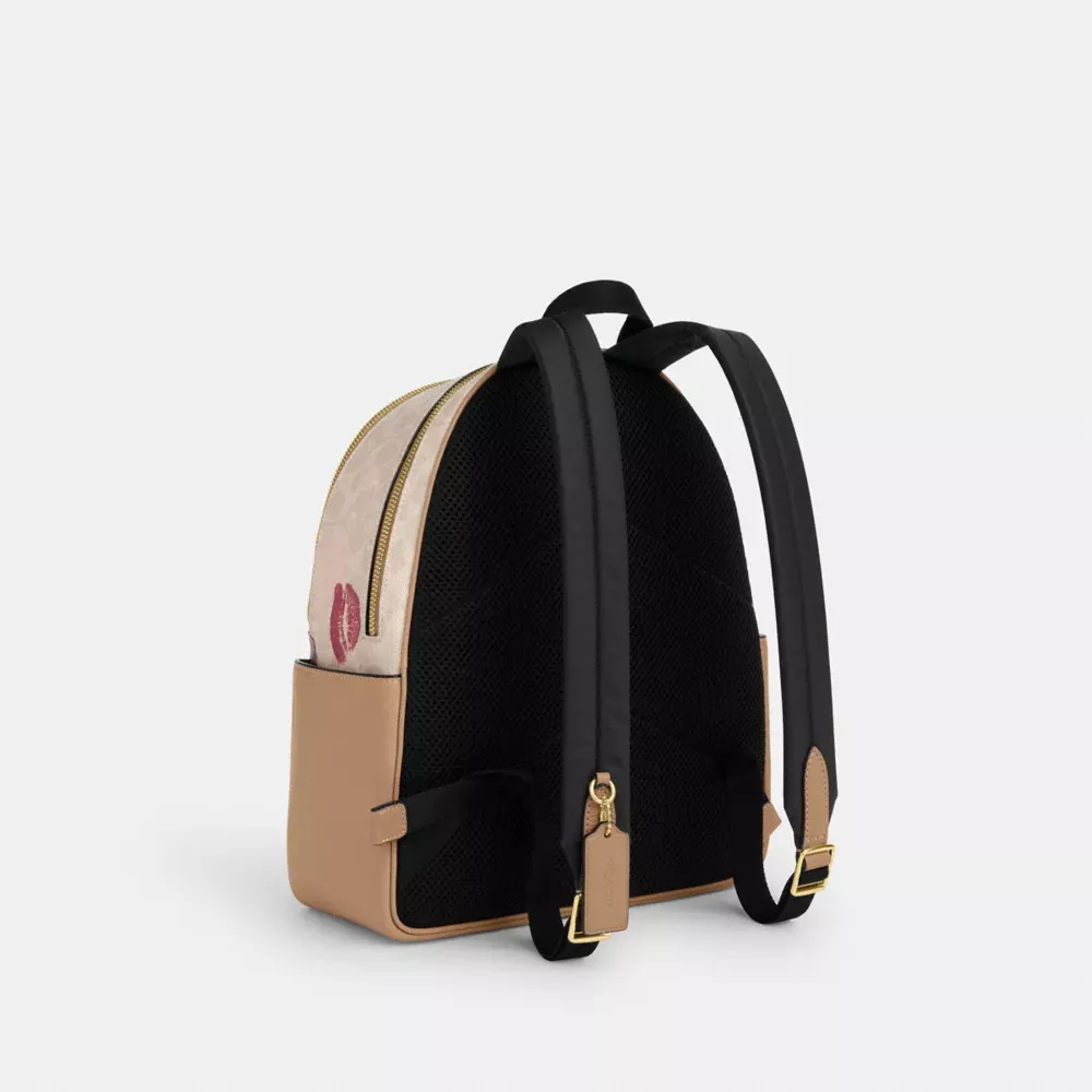 Court Backpack In Signature Canvas With Lips Print
