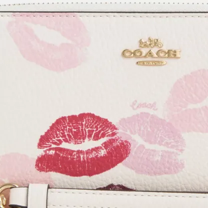 Long Zip Around Wallet With Lips Print