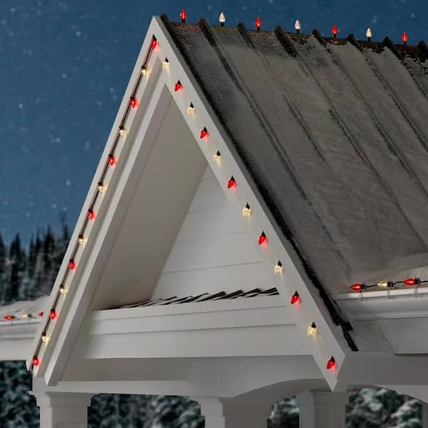 100 Count Red and Warm White Steady Lit Super Bright C9 LED Lights