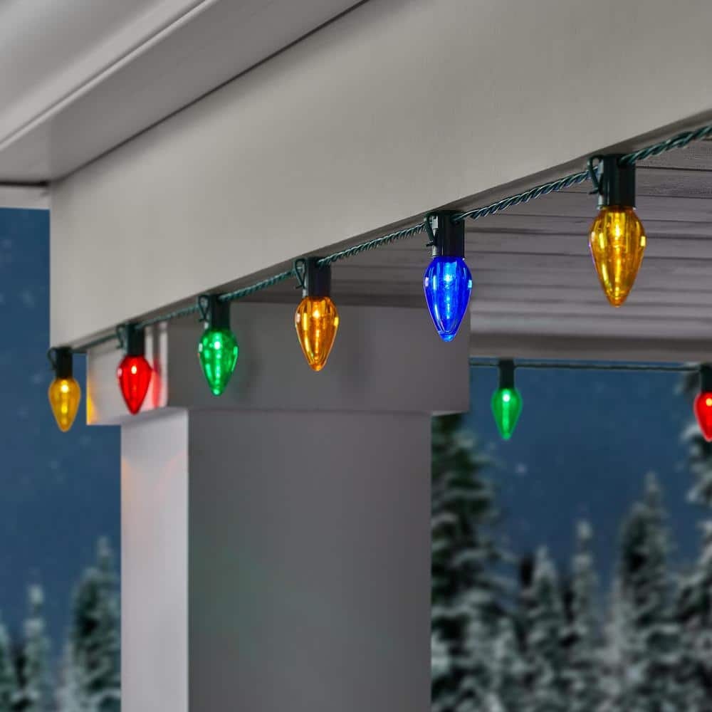 Dimensions Lead length (in.)  6  Lighted length (ft.)  33.25  Details Battery Size  None, Plug-In Only  Bulb Shape  Micro Fairy  Bulb Spacing (in.)  1  Bulb Texture  Smooth  Features  Continuous on technology, Dual Function, Low-voltage, Super Bright  Hol