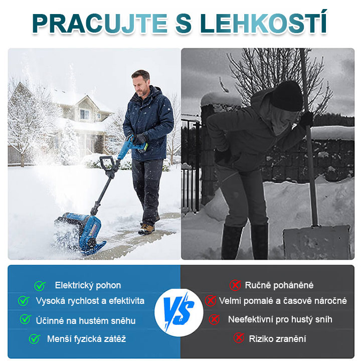 【Jeden člověk snadno odstraní sníh】Sněhová fréza na lithiové baterie