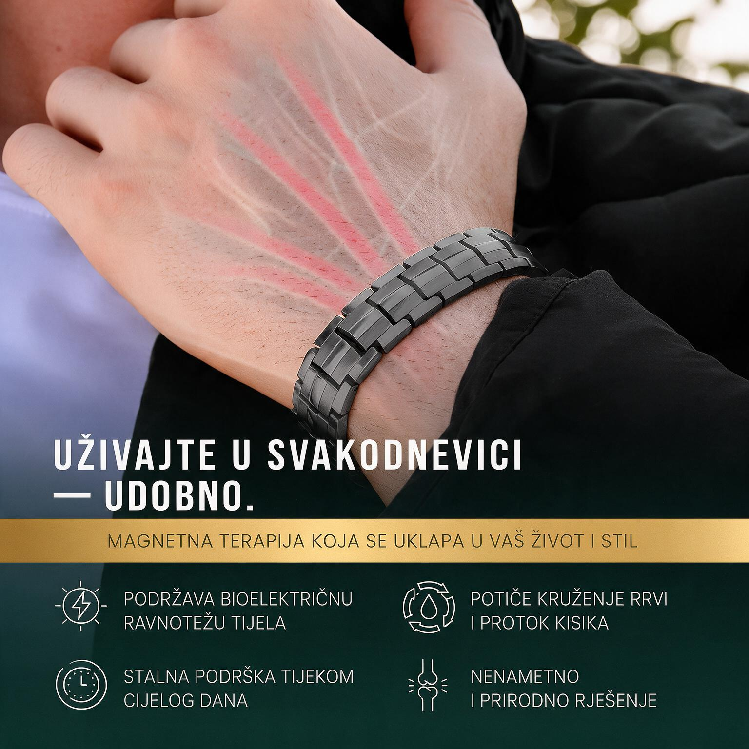 🧲MagnetRX® Premium titanska magnetska narukvica za muškarce | 5× EllipseMAX magneti, 5000 Gaussa | Patentirani američki dizajn 🇺🇸 | Podesiva duljina