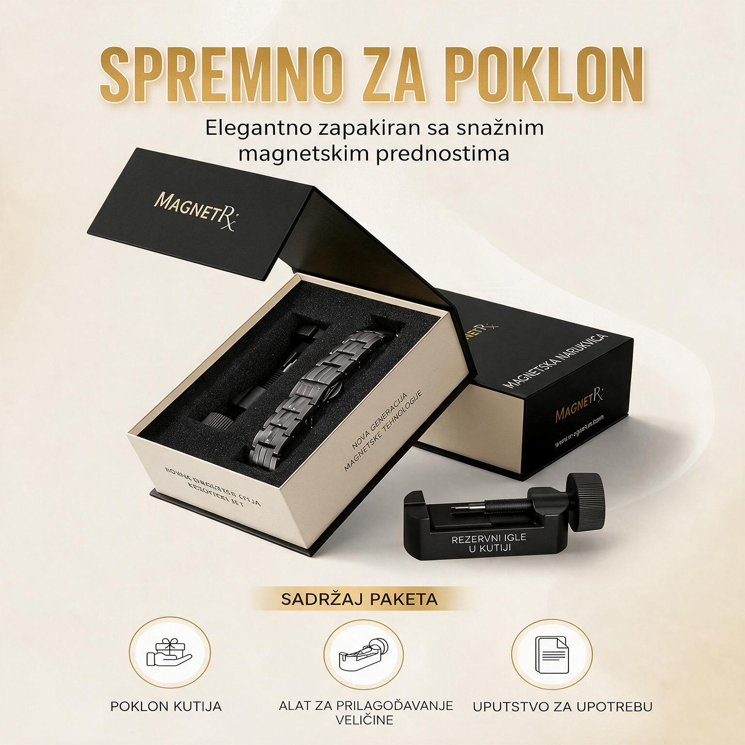 🧲MagnetRX® Premium titanska magnetska narukvica za muškarce | 5× EllipseMAX magneti, 5000 Gaussa | Patentirani američki dizajn 🇺🇸 | Podesiva duljina