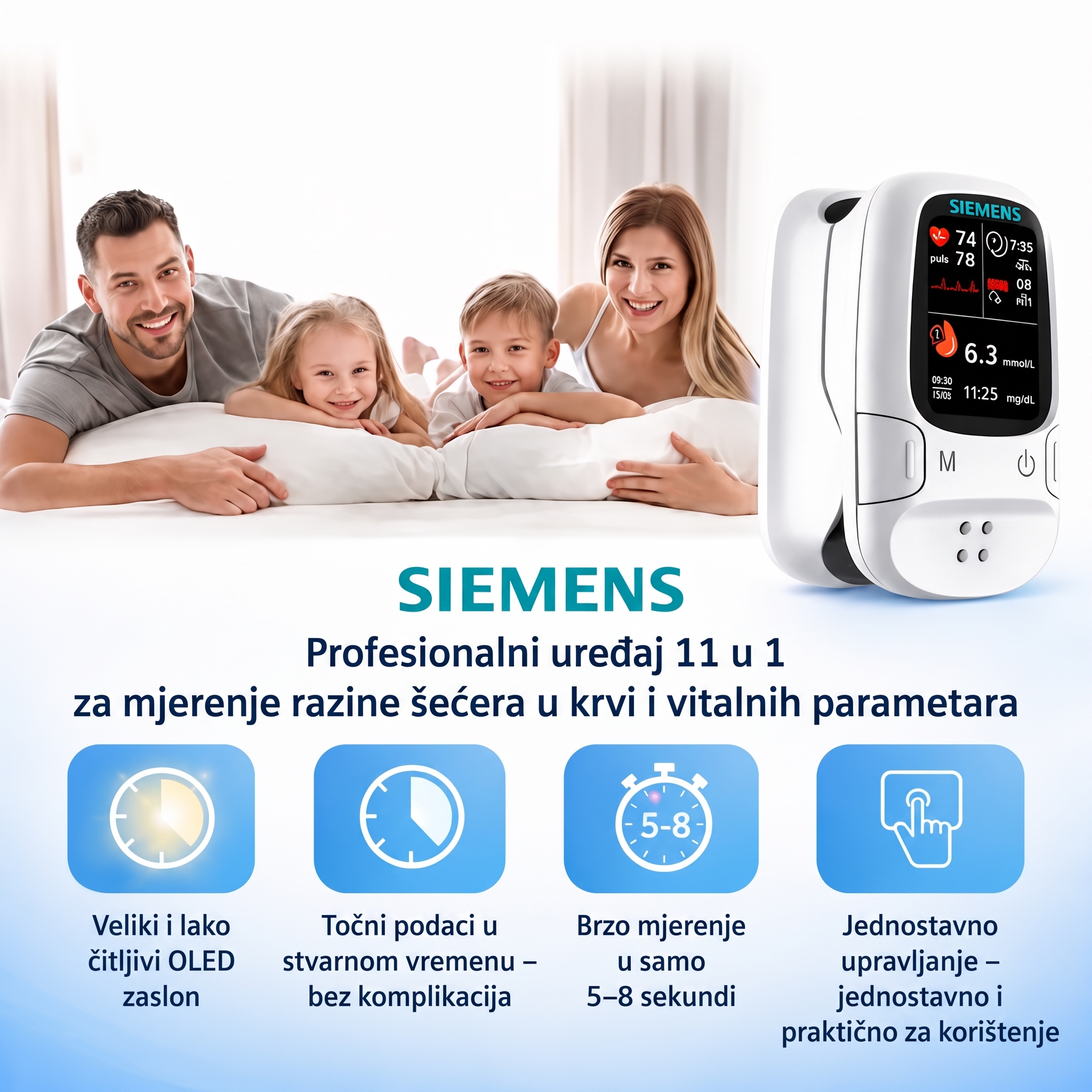 🩸 Neinvazivni glukometar – Siemens | Bezbolno praćenje razine glukoze kod kuće 📊