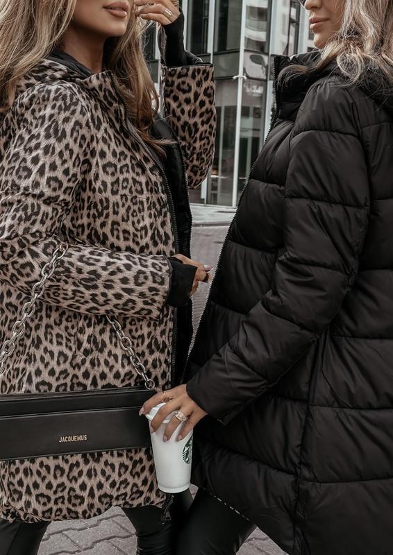 Leopard print double-faced down jacket