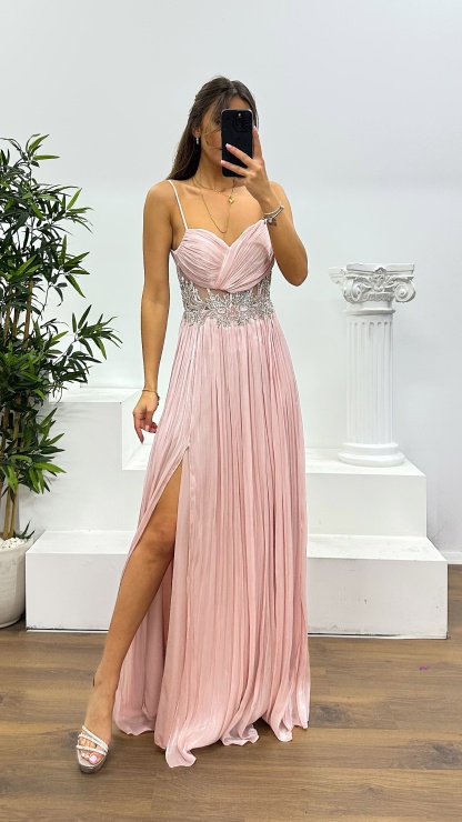 Rope Strap Waist Detail Evening Dress