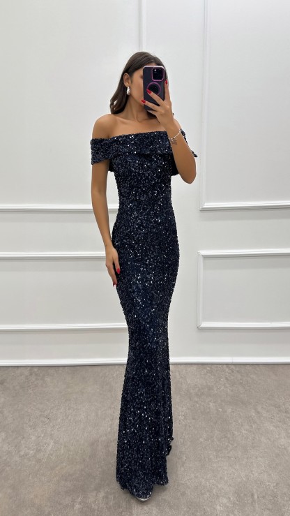 BEIGE MADONNA COLLAR SEQUIN DESIGN DRESS