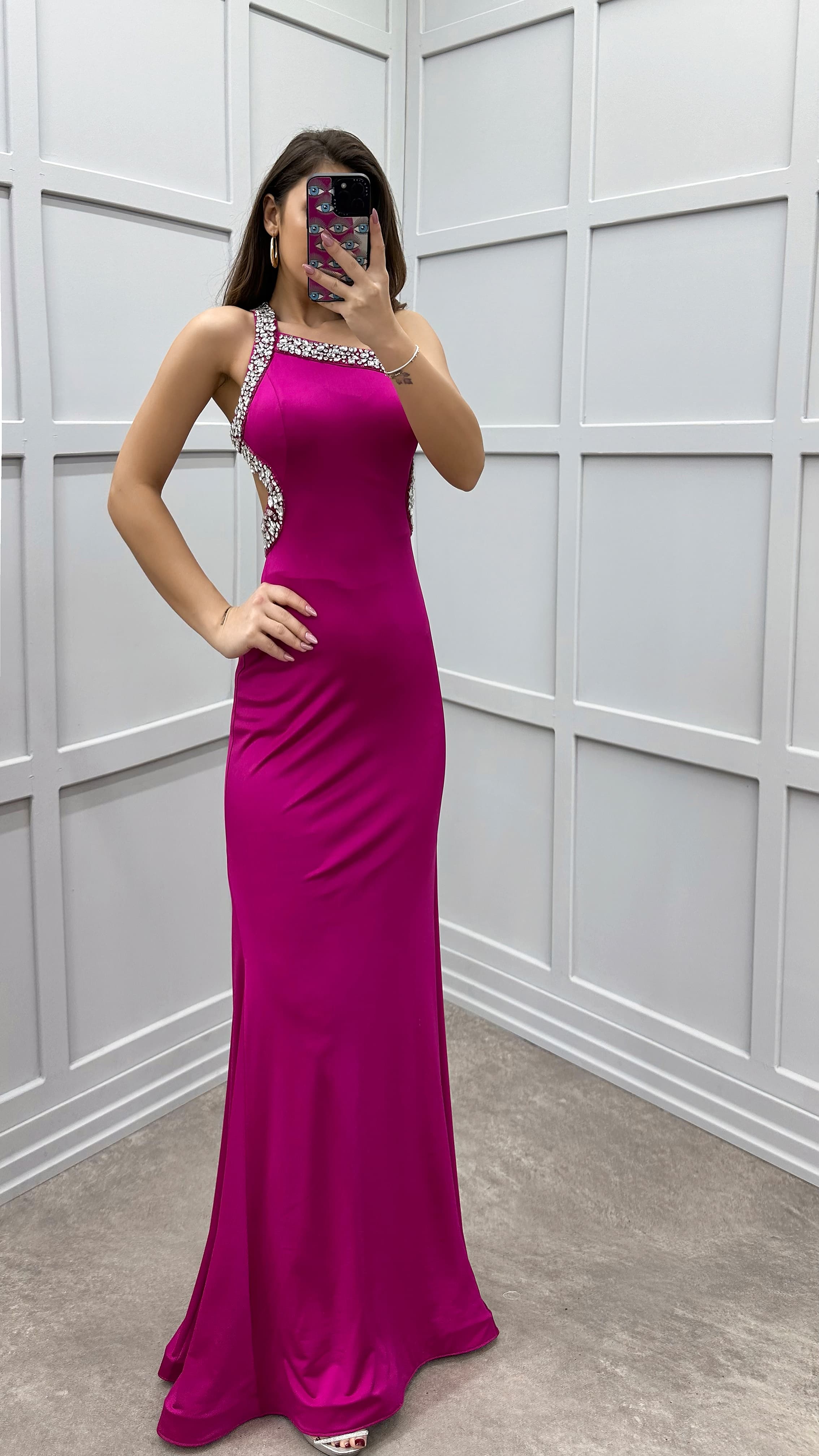 ONE SHOULDER DESIGN EVENING DRESS