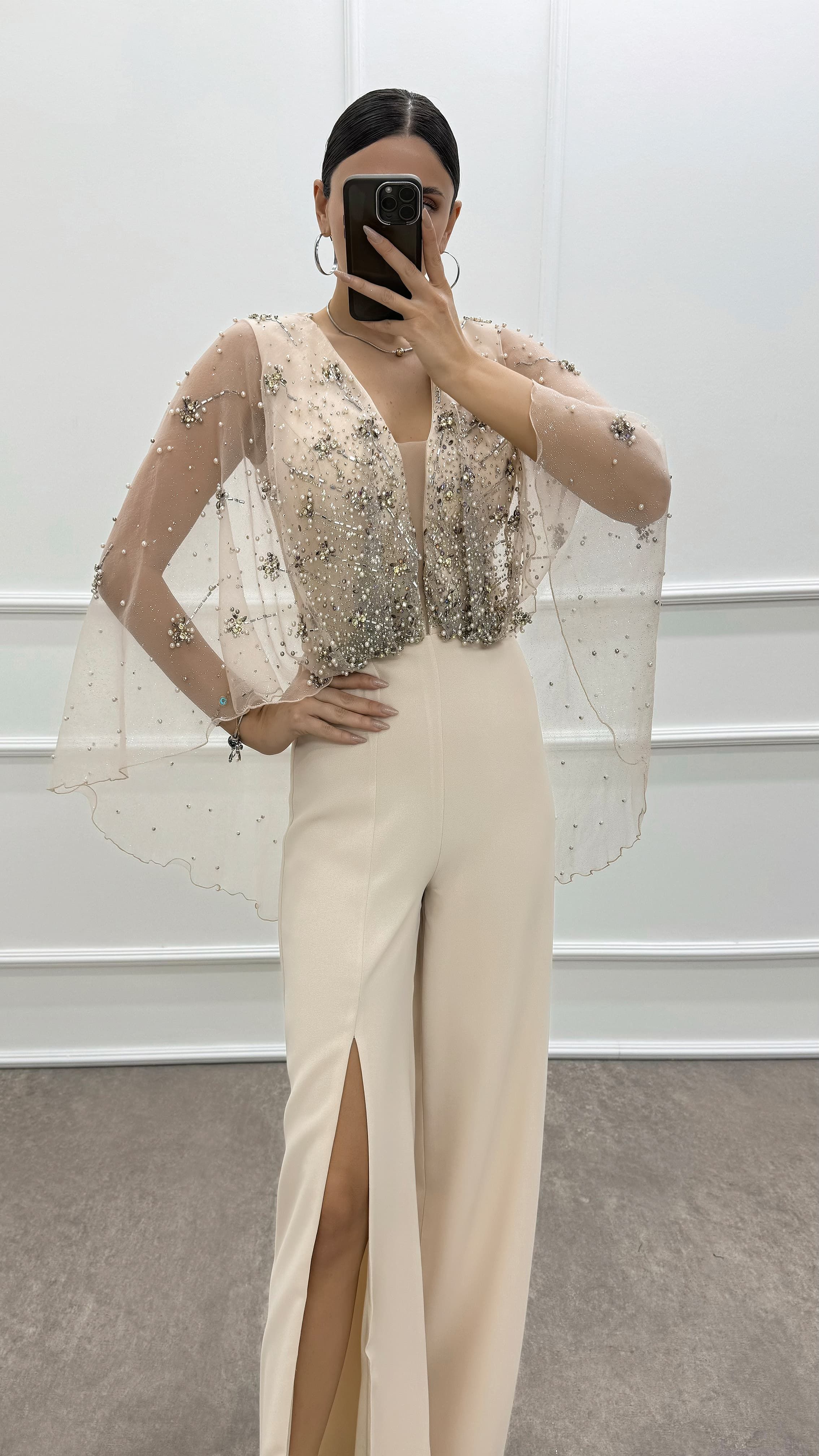 Cape Embroidered Design Jumpsuit