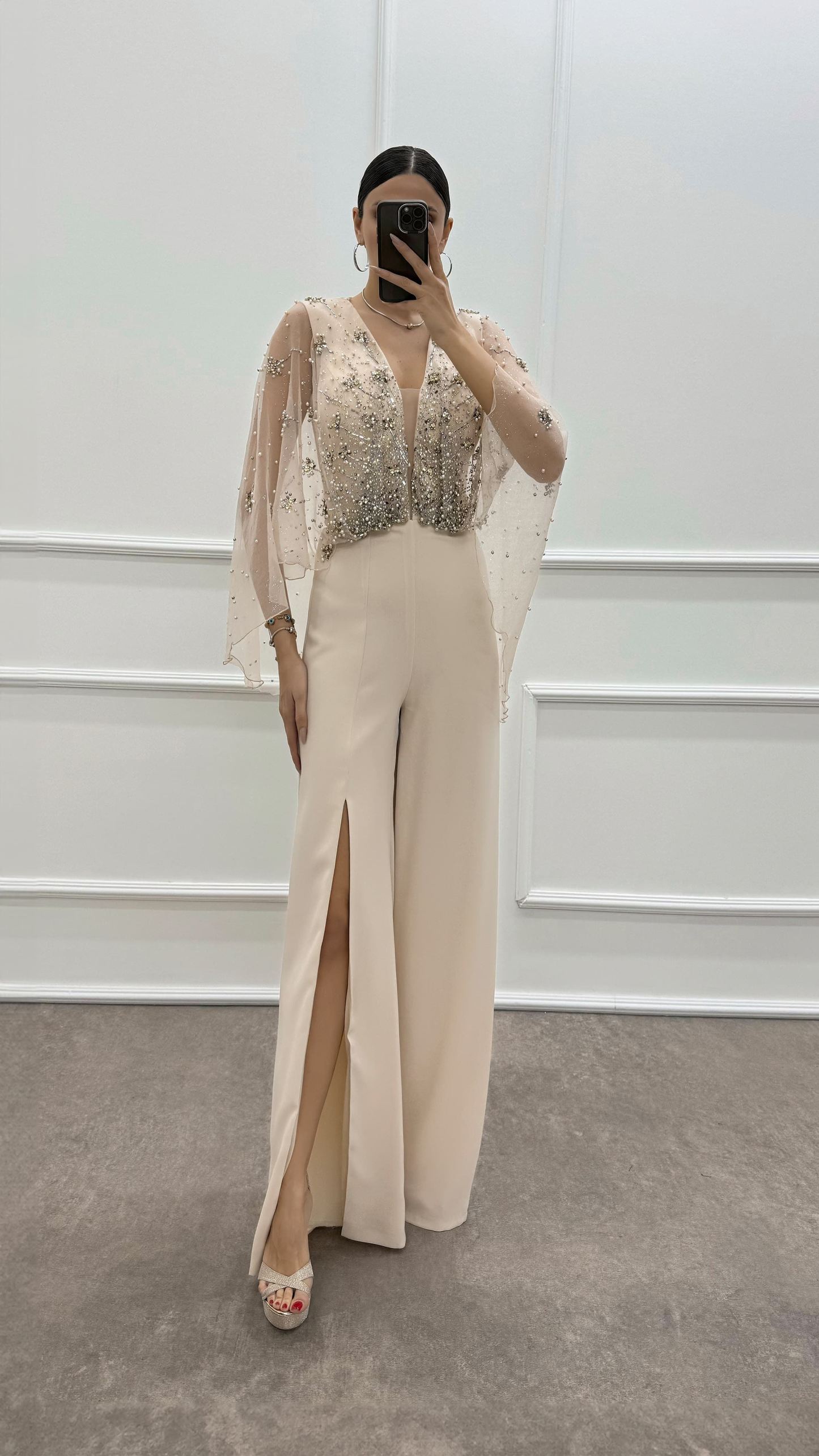 Cape Embroidered Design Jumpsuit