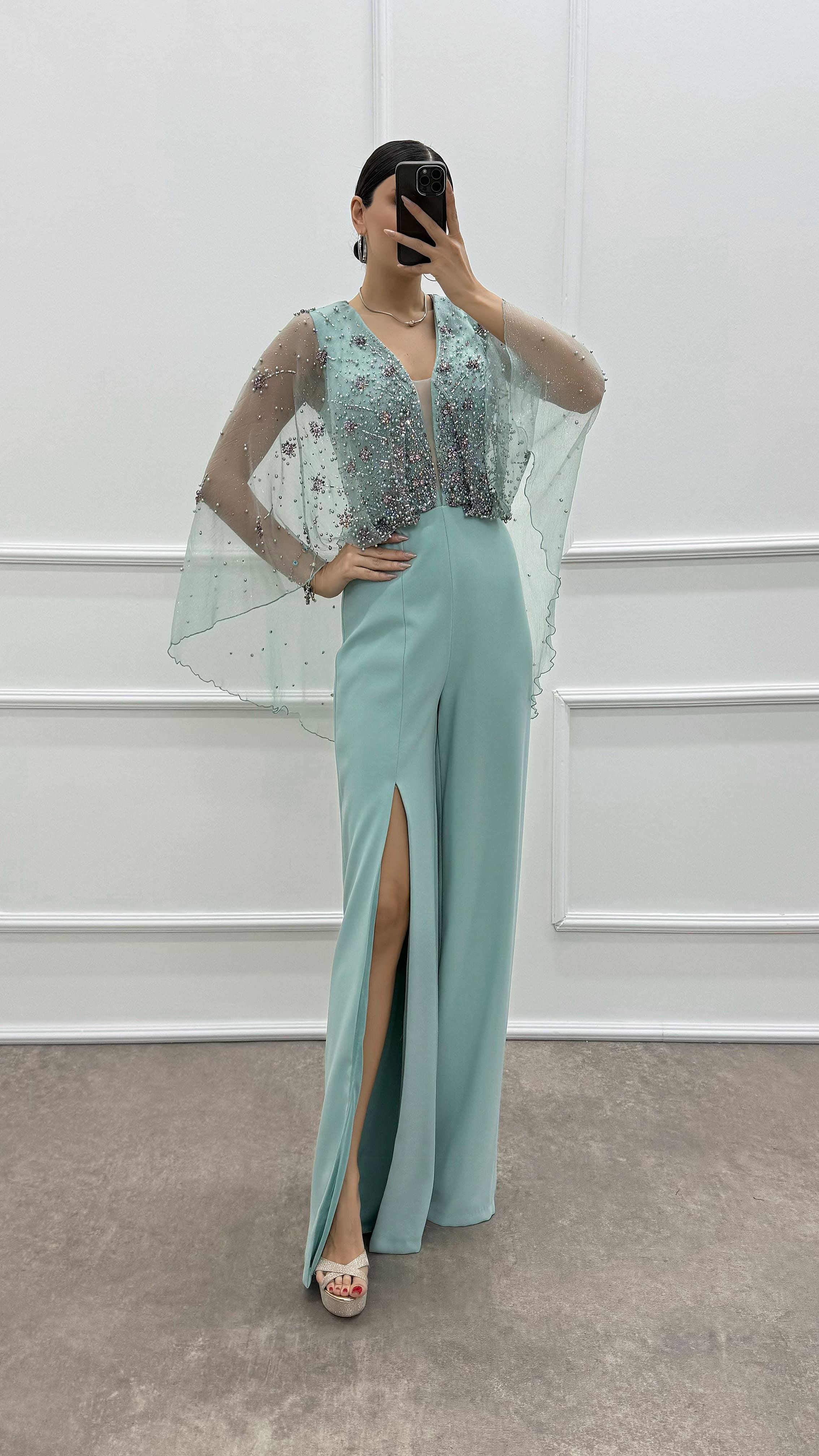 Cape Embroidered Design Jumpsuit