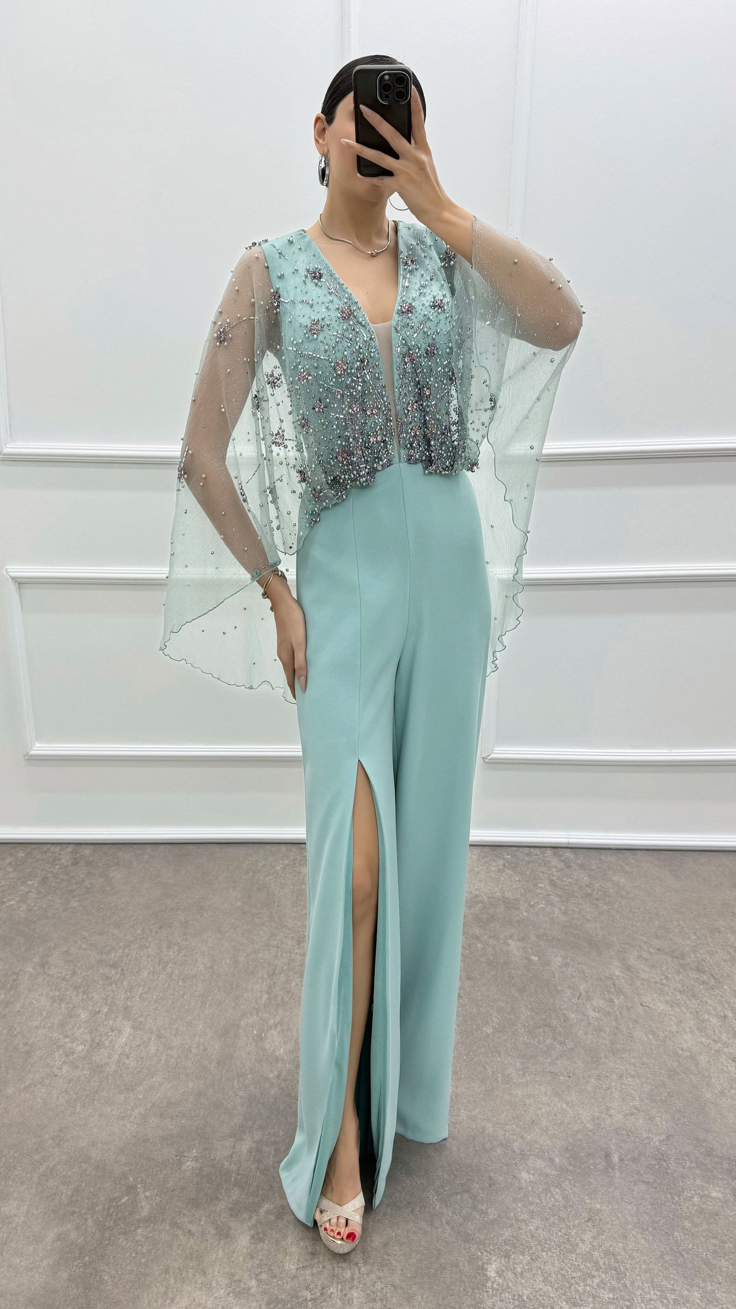 Cape Embroidered Design Jumpsuit