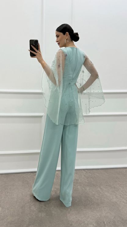 Cape Embroidered Design Jumpsuit