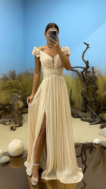 V-Neck Draped Design Dress