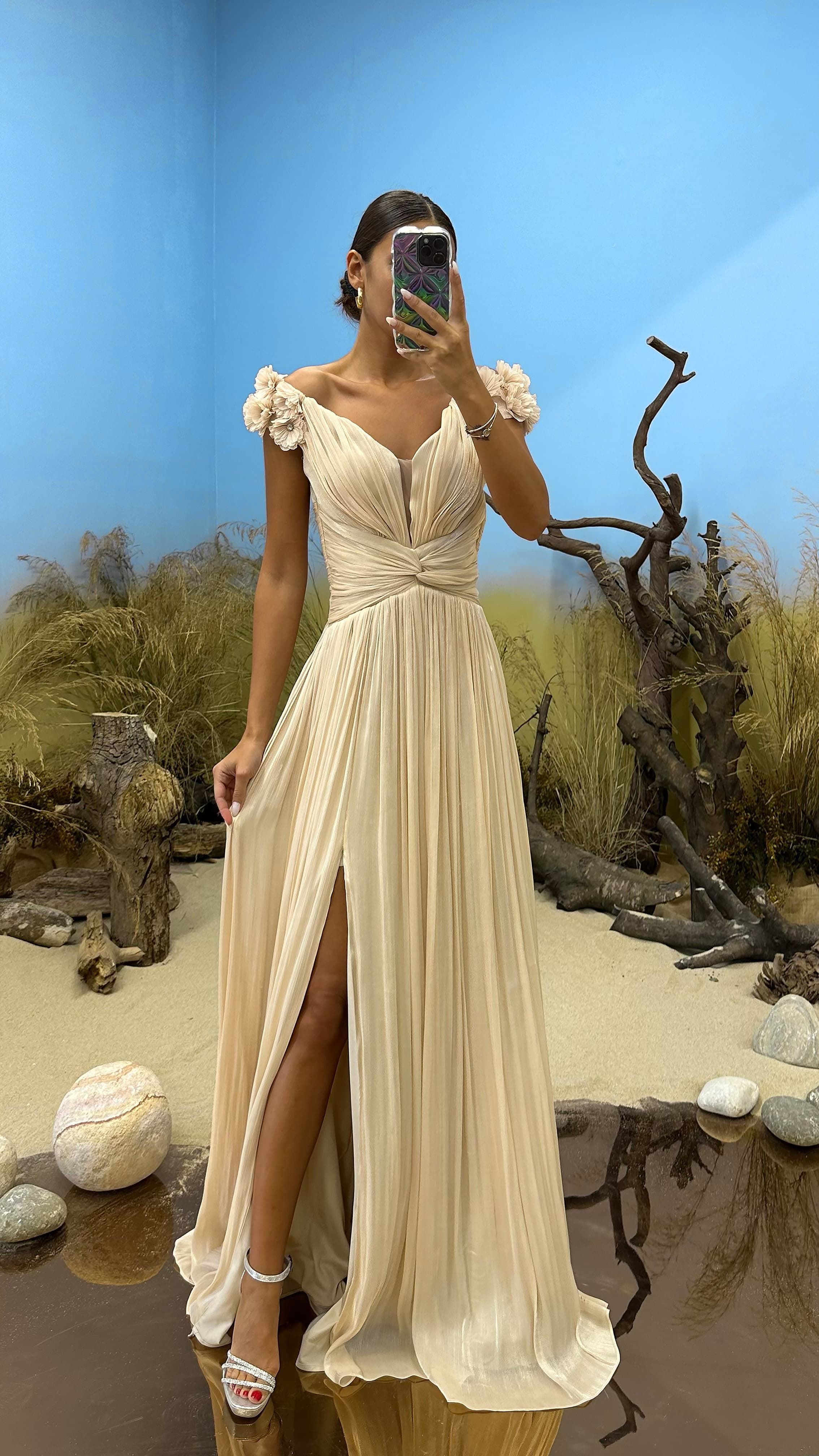 V-Neck Draped Design Dress