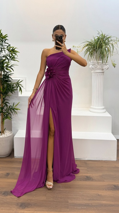 Strapless Embroidered Evening Dress