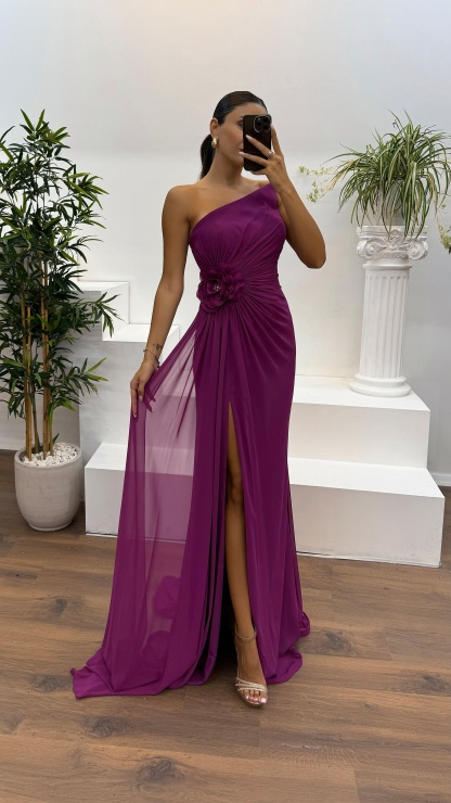 Strapless Embroidered Evening Dress