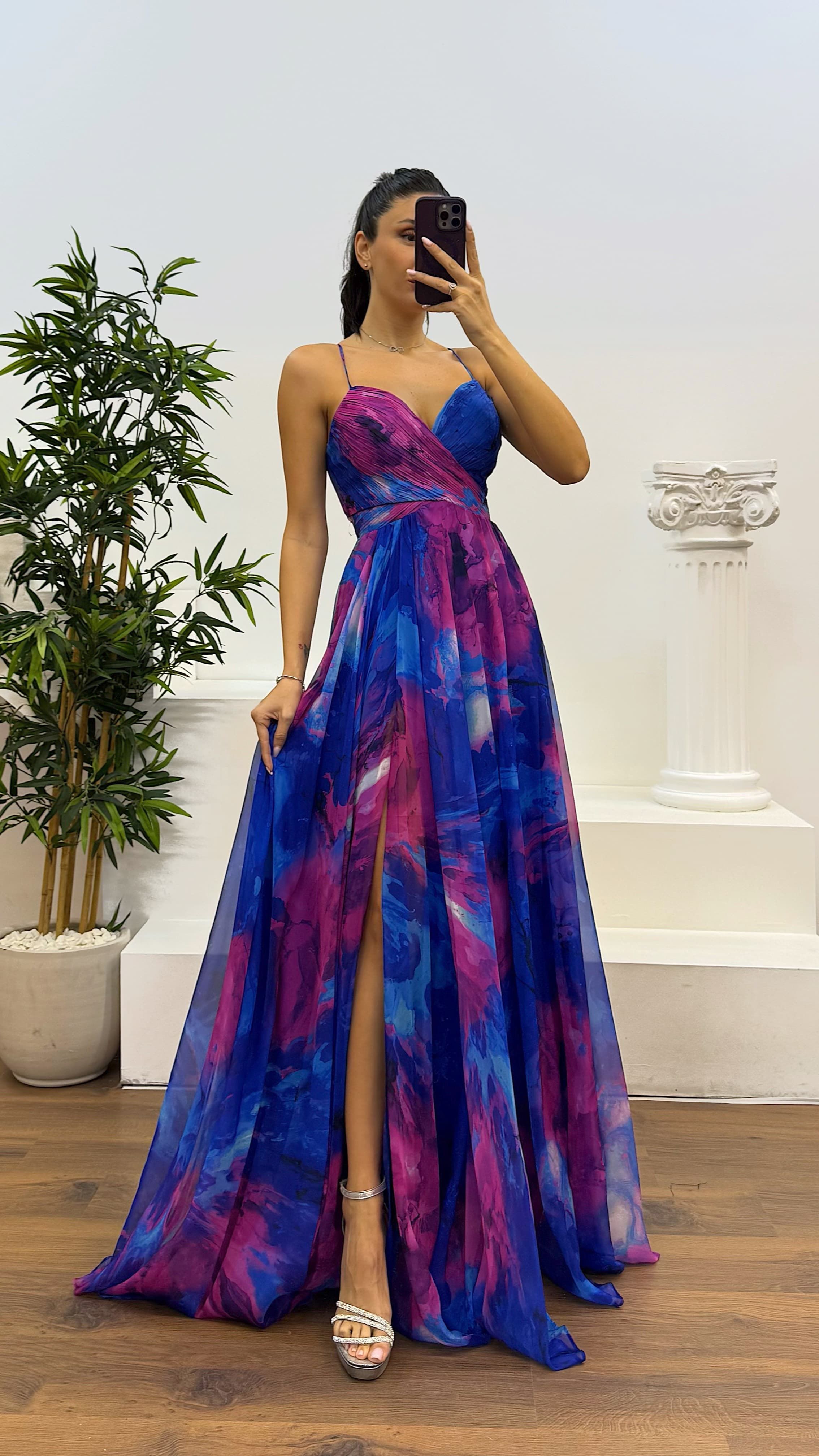 Rope Strap Transparent Detailed Evening Dress