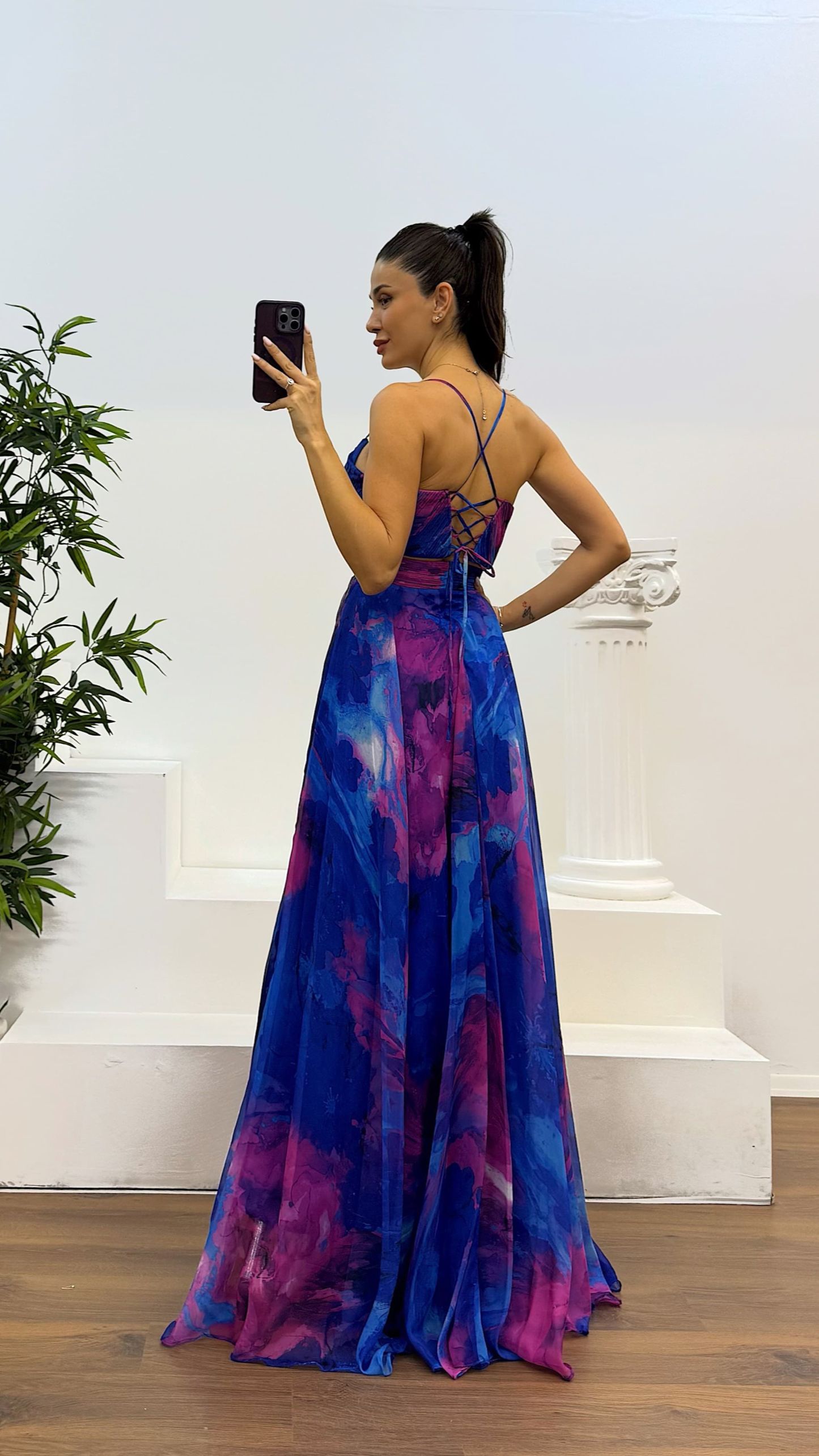 Rope Strap Transparent Detailed Evening Dress