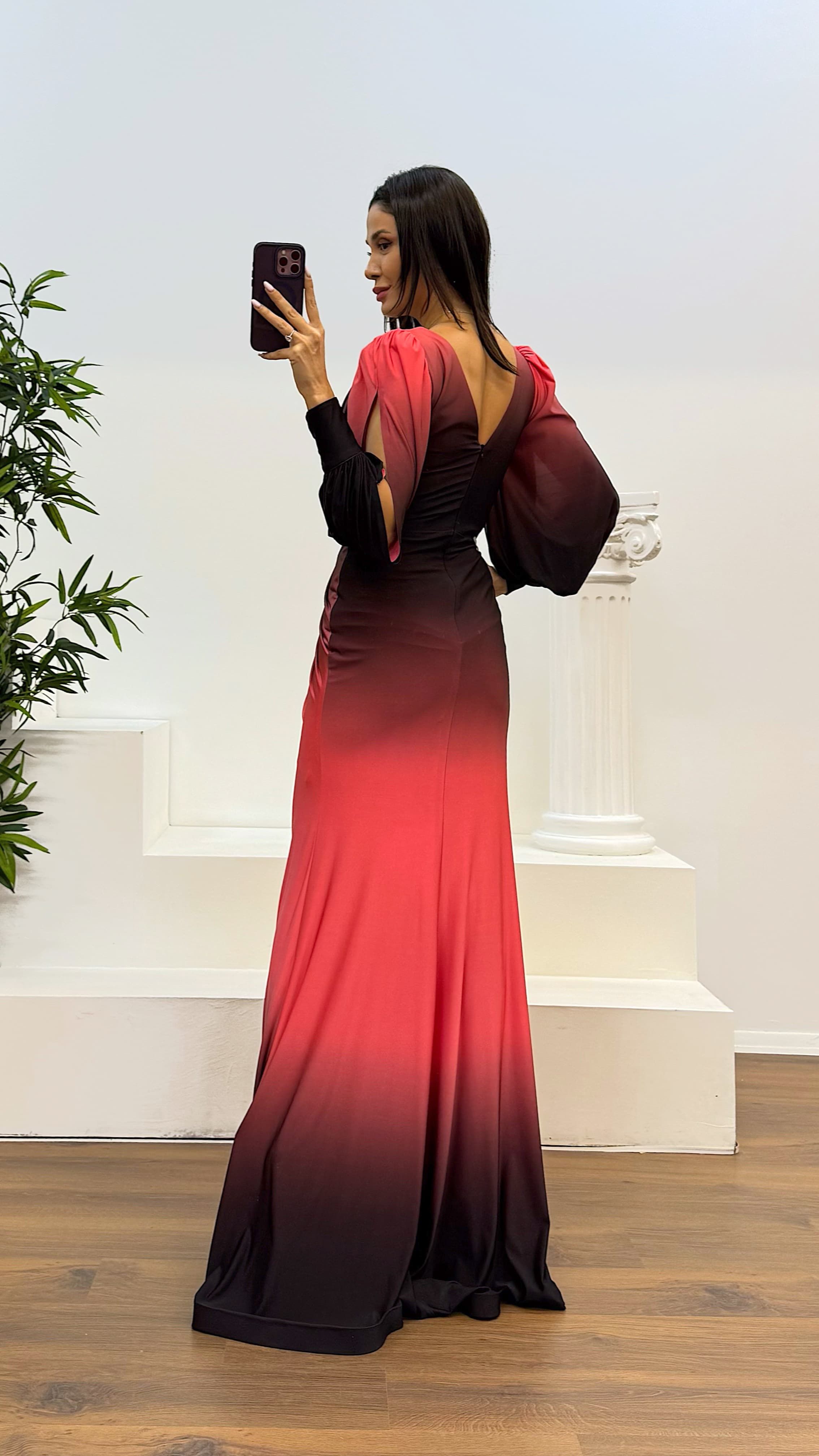 Waist Embroidery Detail Evening Dress