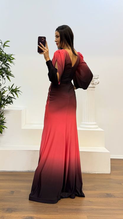 Waist Embroidery Detail Evening Dress