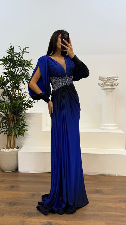 Waist Embroidery Detail Evening Dress