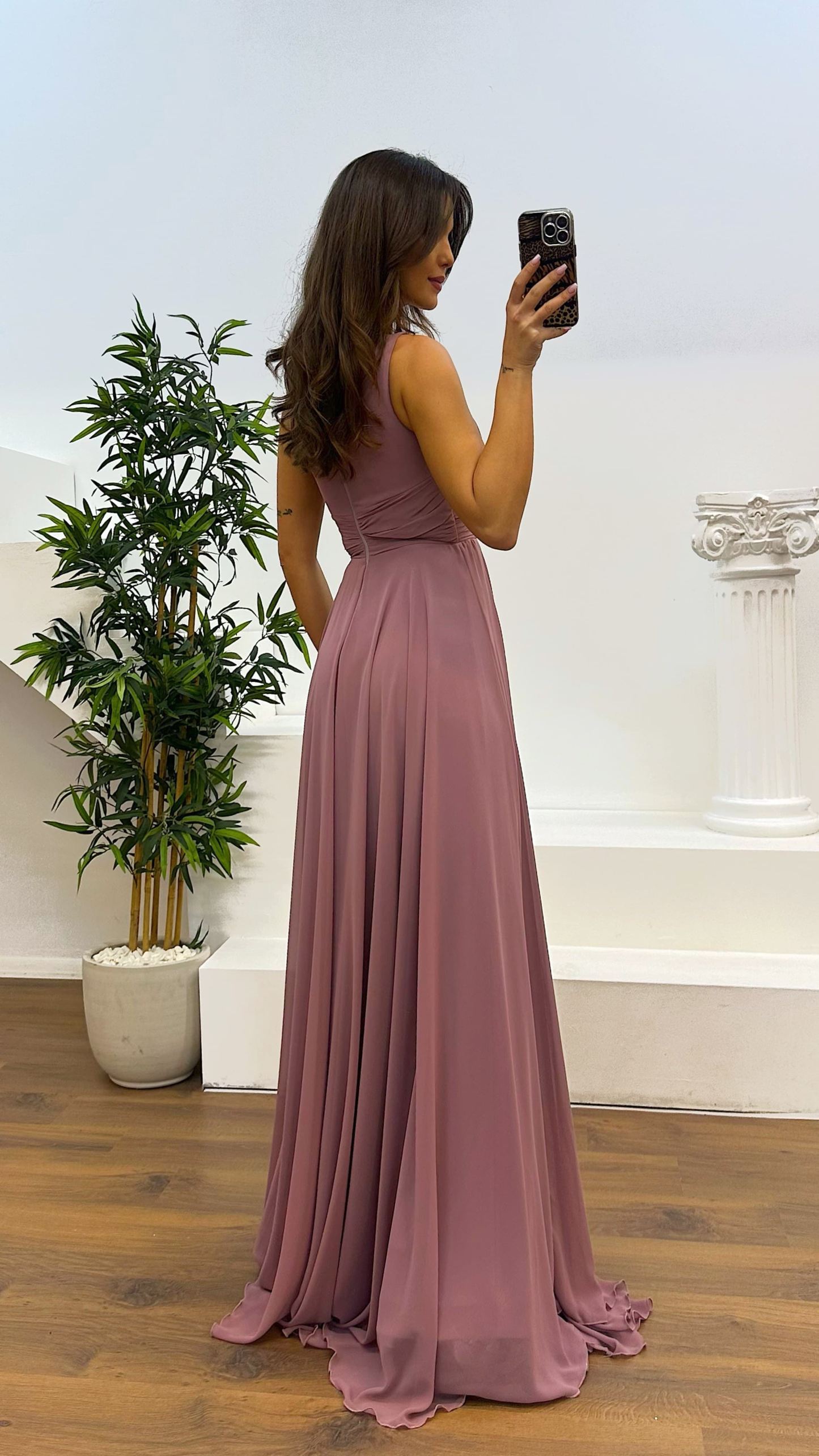 One Shoulder Waist Sheer Evening Dress