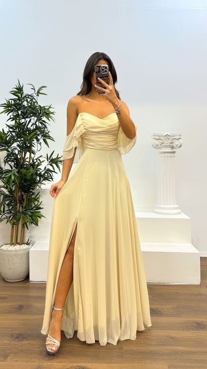  Chest Draped Chiffon Evening Dress