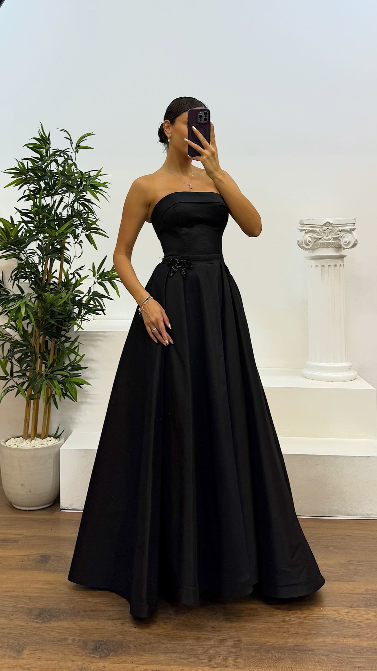 Strapless Taffeta Evening Dress