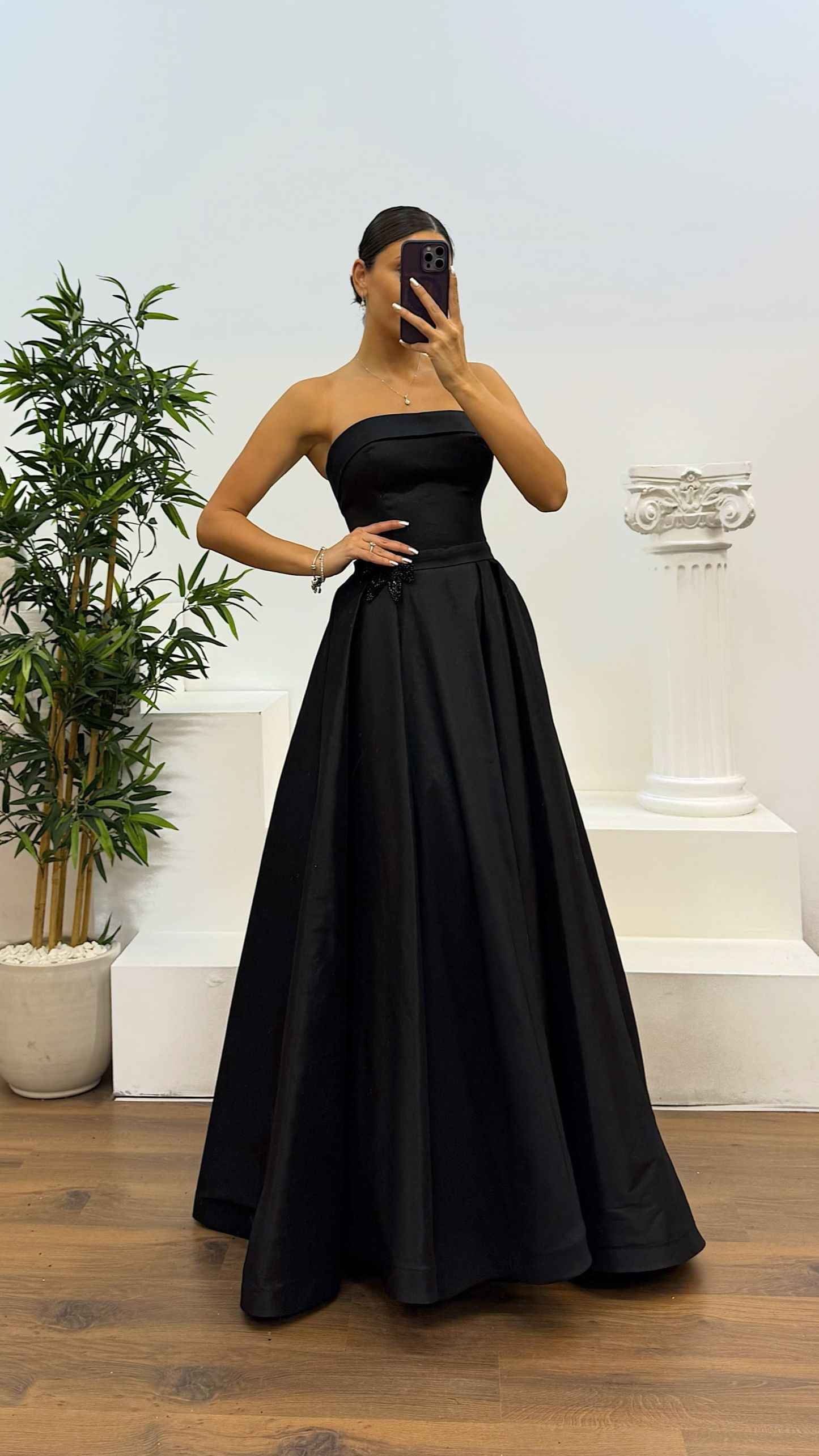 Strapless Taffeta Evening Dress