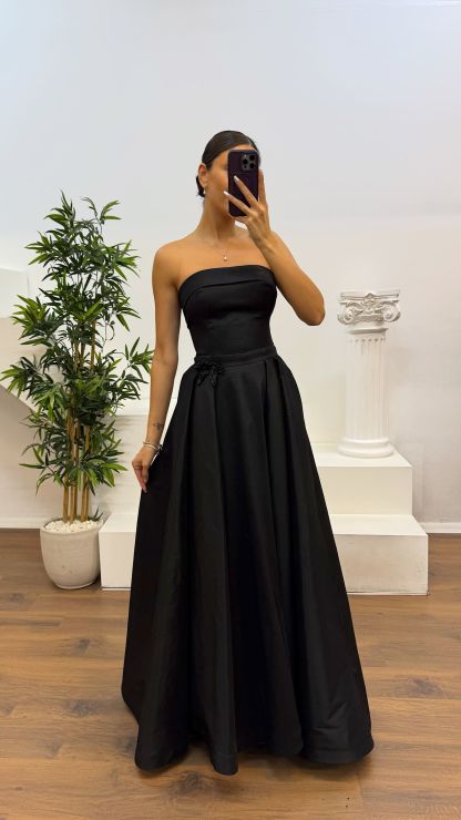 Strapless Taffeta Evening Dress