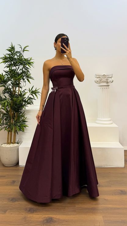 Strapless Taffeta Evening Dress