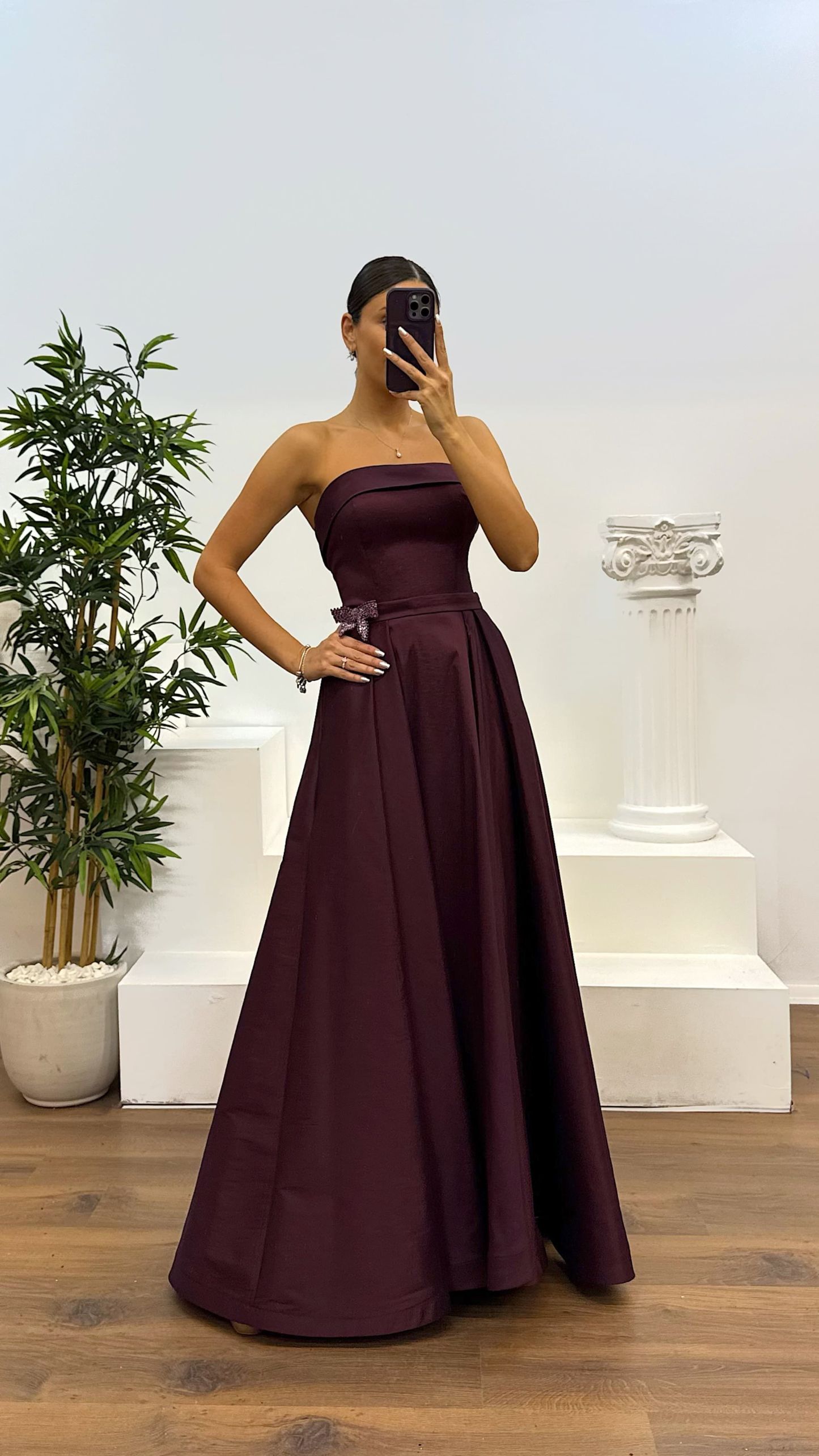 Strapless Taffeta Evening Dress