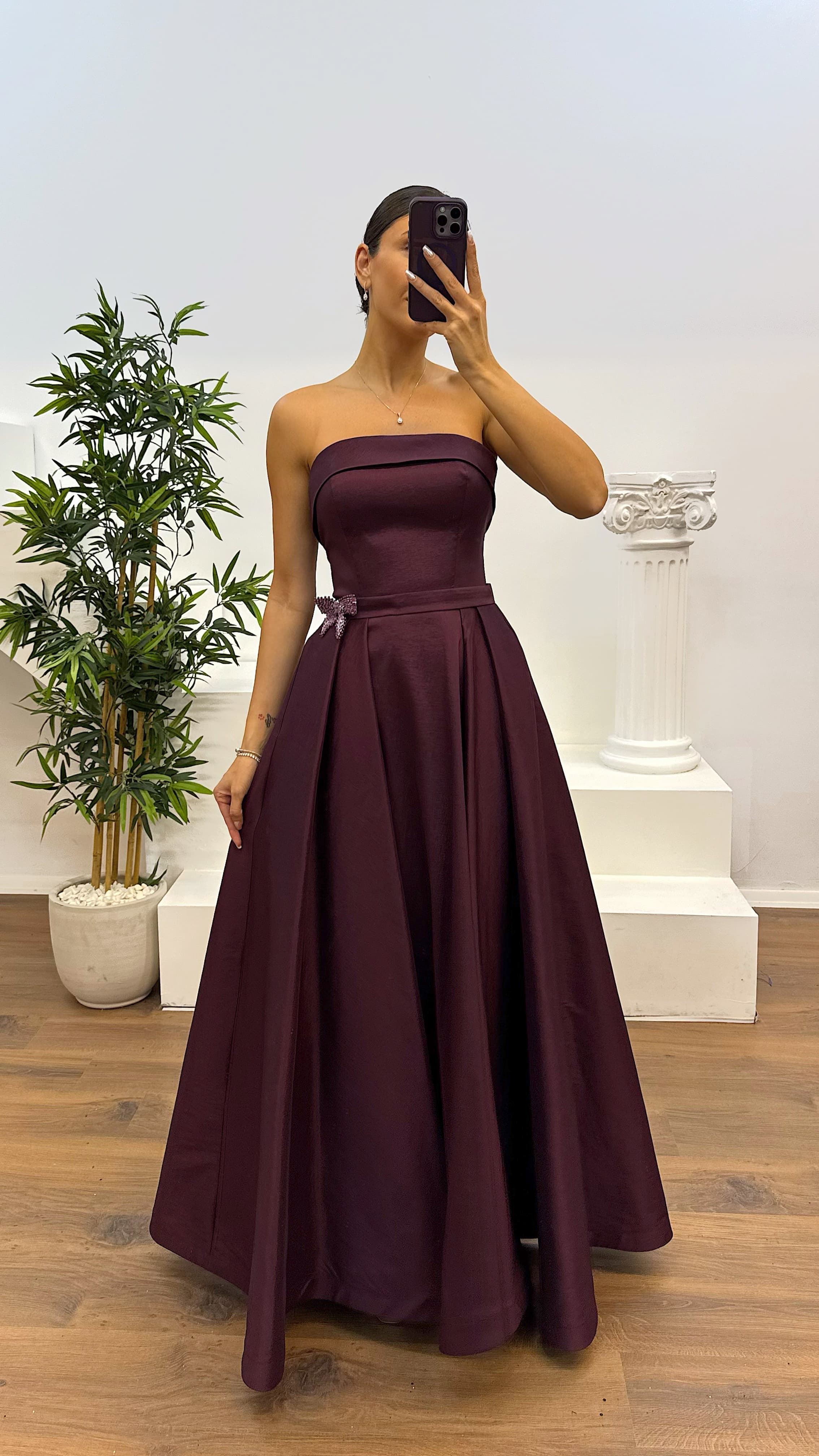 Strapless Taffeta Evening Dress