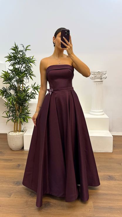 Strapless Taffeta Evening Dress