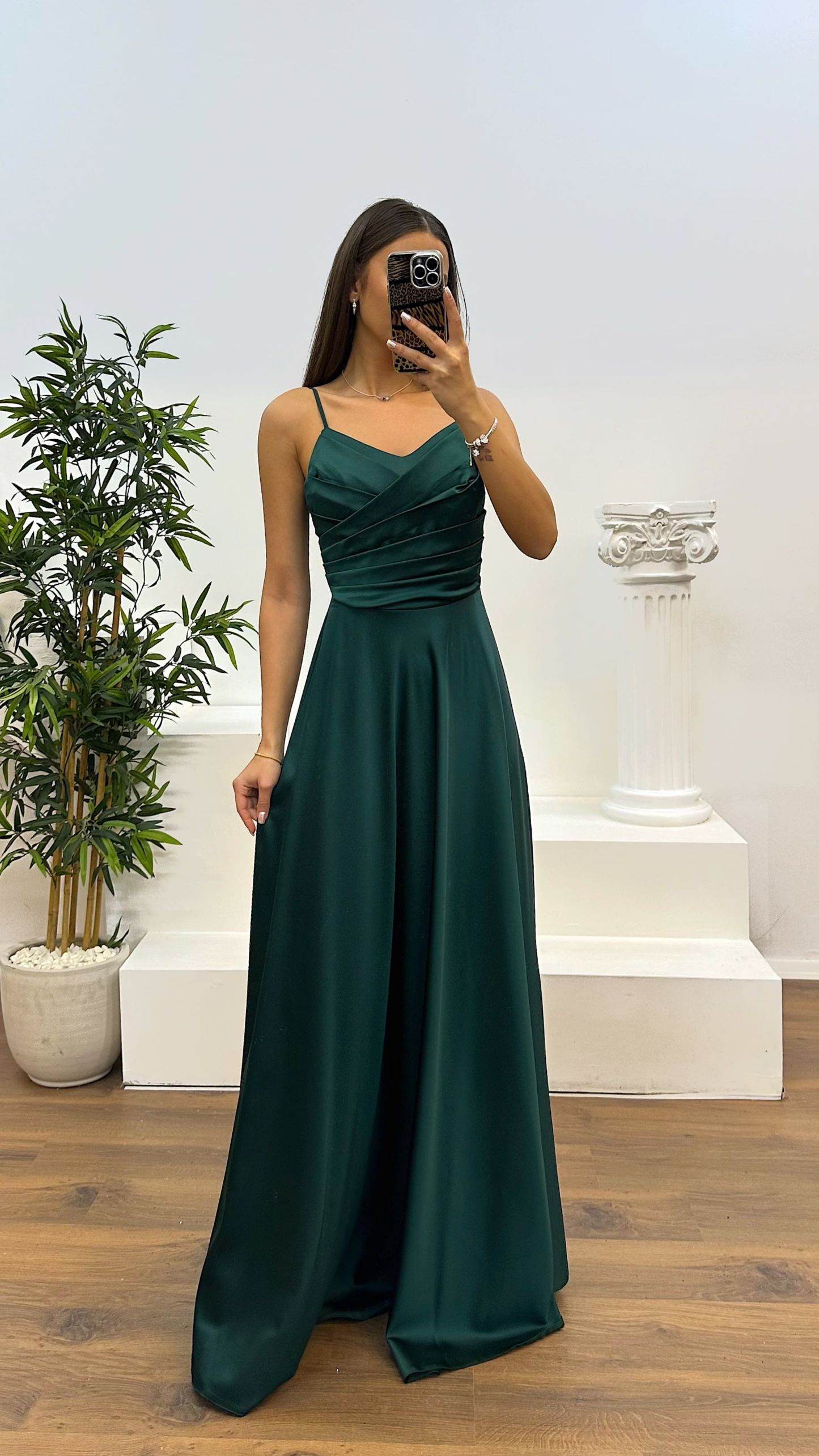  Chest Draped Satin Evening Dress