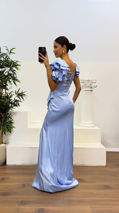 Laced Satin Evening Dress