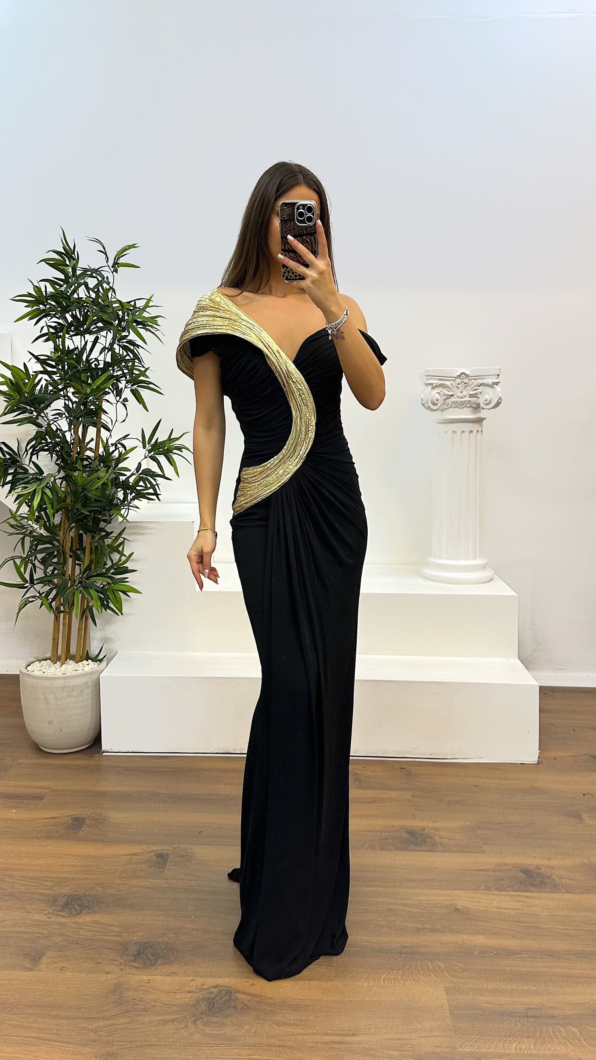 One Shoulder Draped Evening Dress