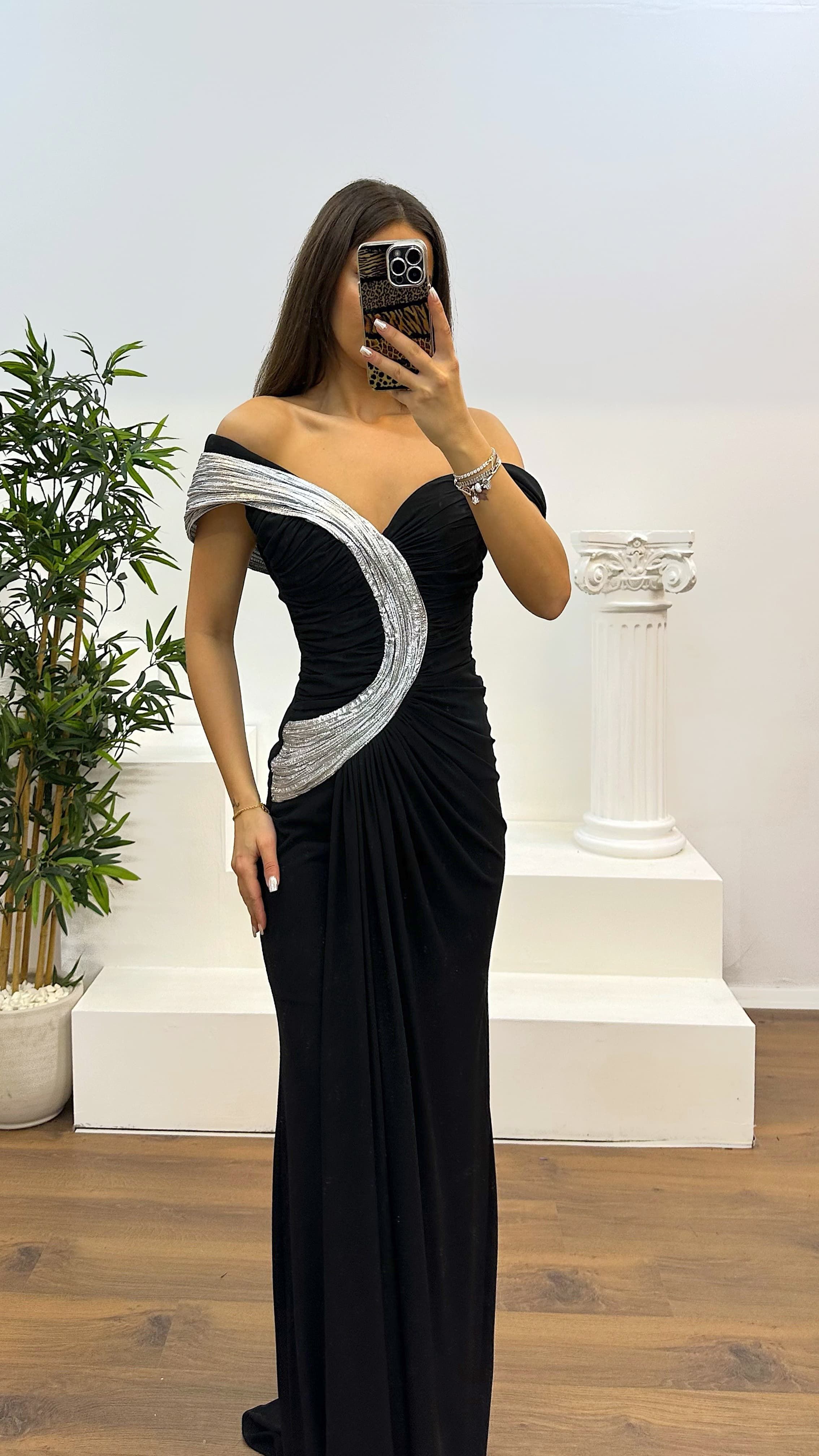 One Shoulder Draped Evening Dress
