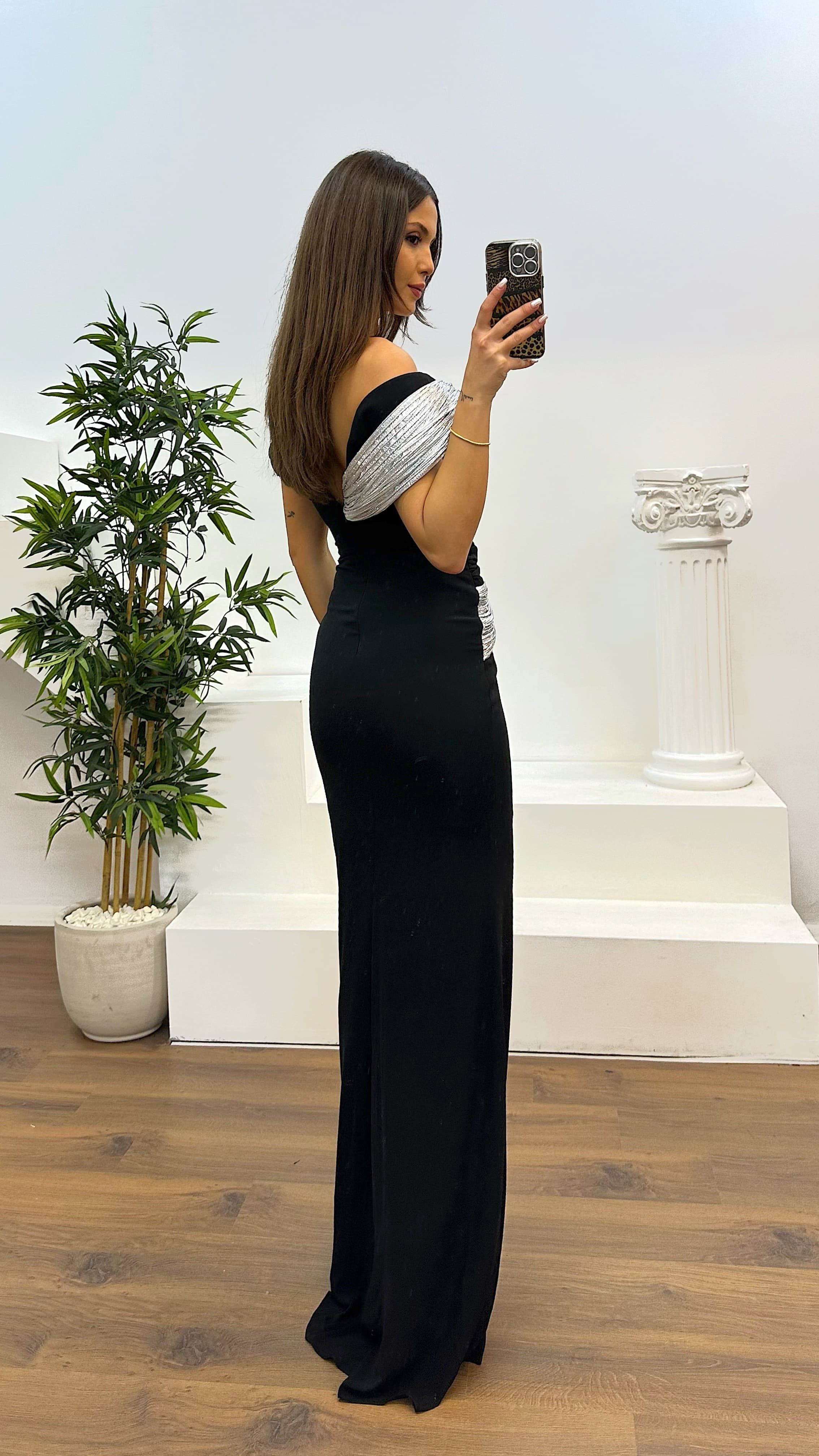 One Shoulder Draped Evening Dress