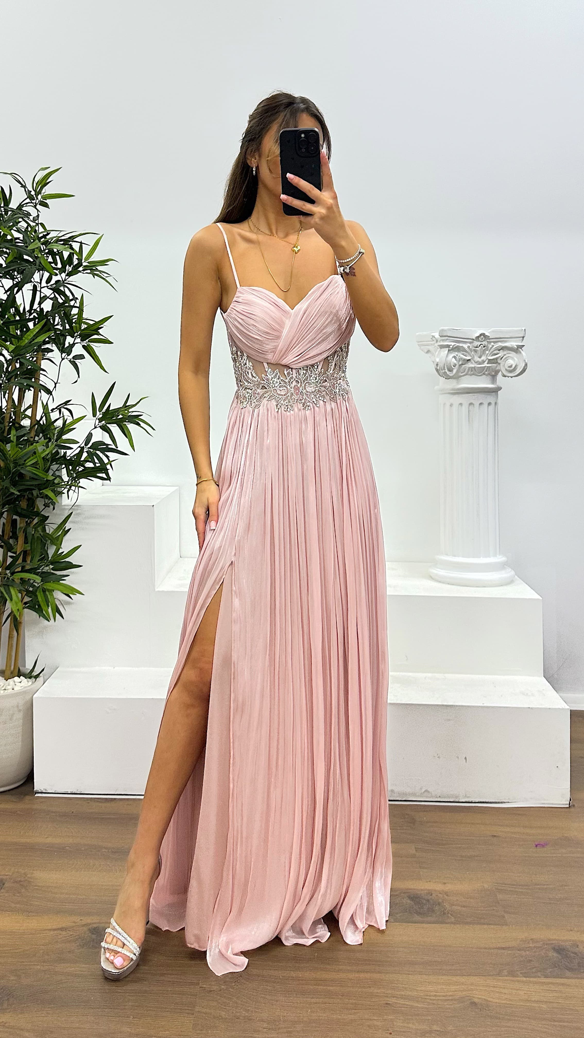 Rope Strap Waist Detail Evening Dress